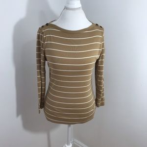Ralph Lauren NWT Tan and White Stripe Shirt